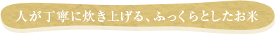 人が丁寧に炊き上げる、ふっくらとしたお米